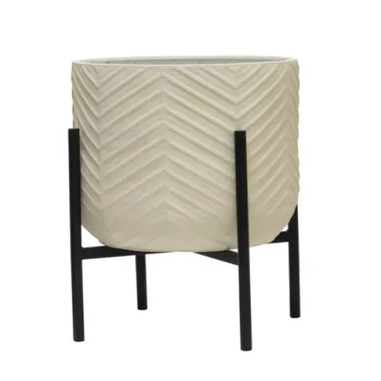 Hello Honey&reg; 22" White with Black Metal Planter and Stand, 2ct. {3}