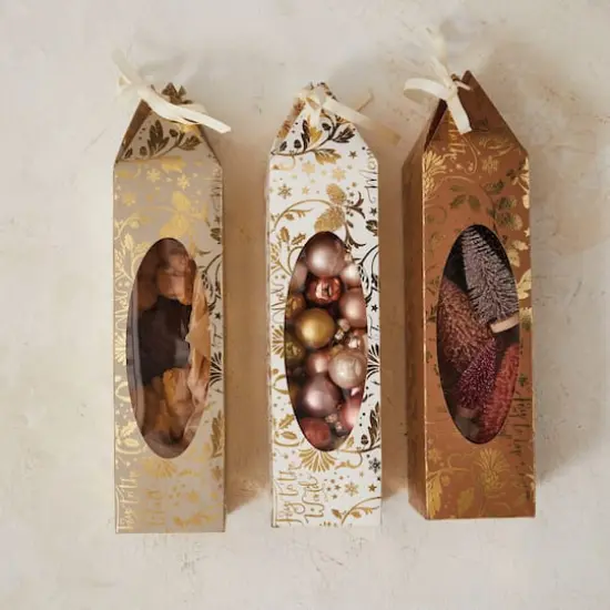 Hello Honey&reg; 15" Gold Foil Floral Paper Gift Box with Window Set {3}