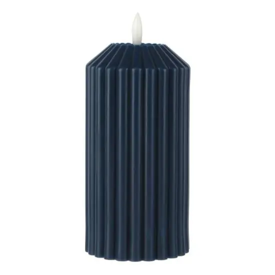 6" Ribbed Wax LED Pillar Candle by Ashland&reg; Blue {1}