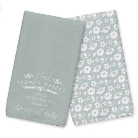 Mint Flower Market Tea Towel Set {1}