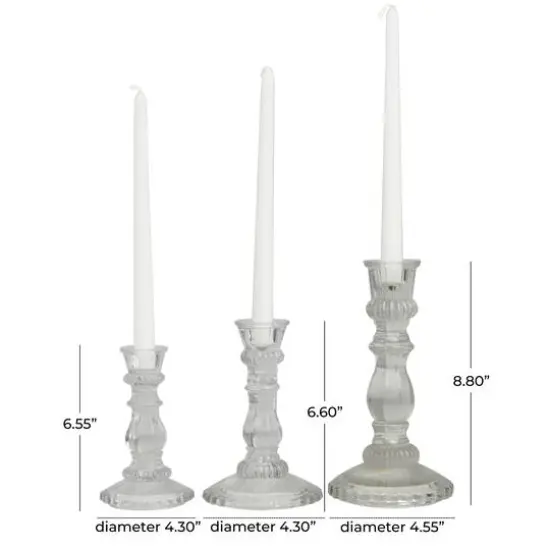 Clear Glass Candle Holder Set {7}