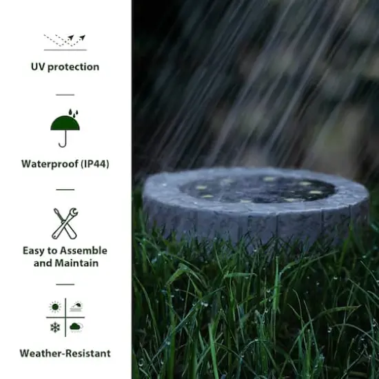 Glitzhome&reg; 5.25" Solar Powered Disk Outdoor Pathway Lights, 4ct. {7}