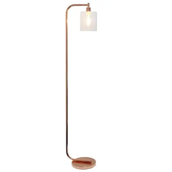 Simple Designs 63" Antique-Style Iron Lantern Floor Lamp Rose Gold {3}