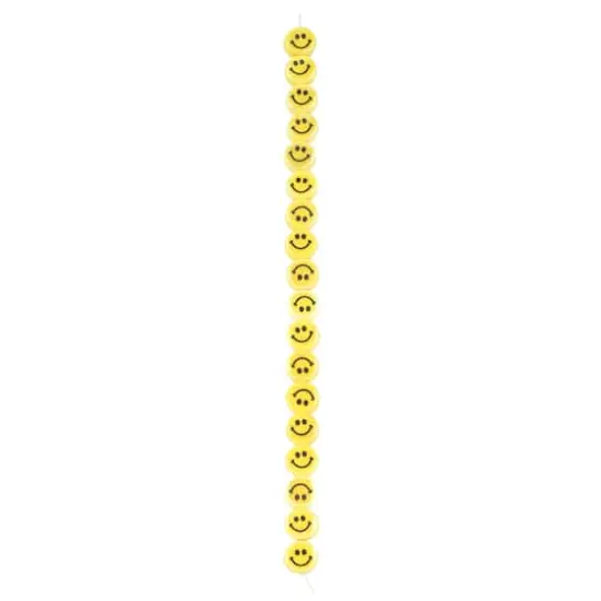 Yellow Ceramic Smiley Face Beads, 10mm by Bead Landing&trade; {4}