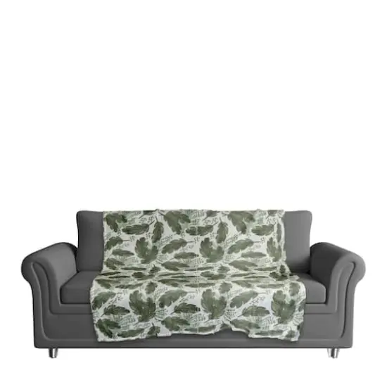 Tropical Leaves Pattern 50" x 60" Coral Fleece Blanket {4}