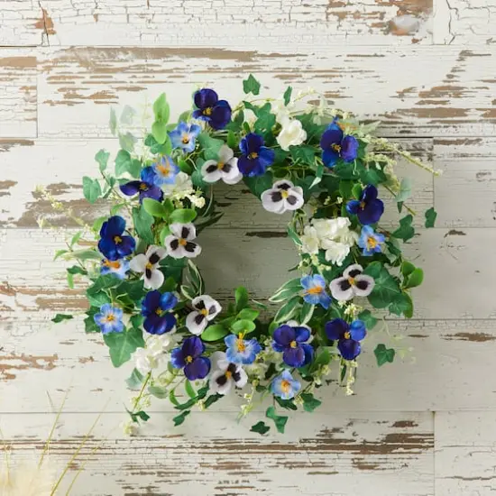 22" Mixed Petunia Pansy Floral Wreath {4}