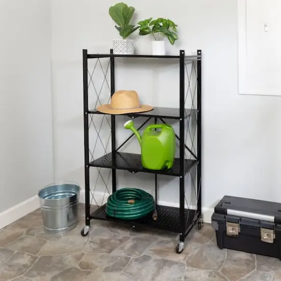 Honey Can Do Black Collapsible 4-Tier Metal Shelf {4}