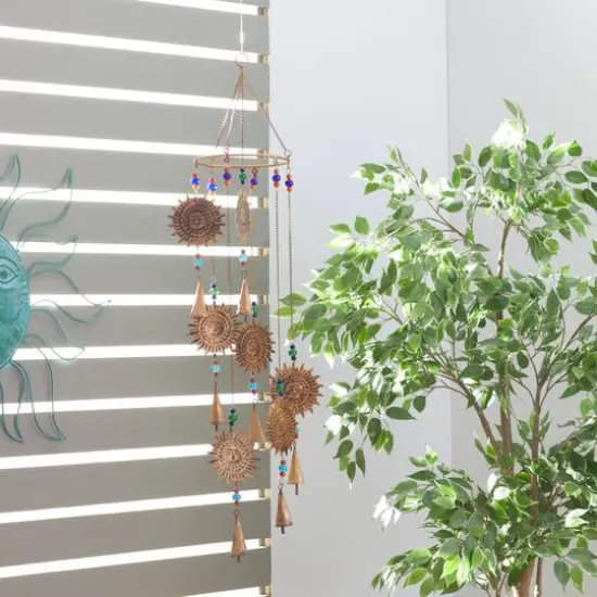 36" Brass Metal Sun in Splendor Eclectic Windchime {5}