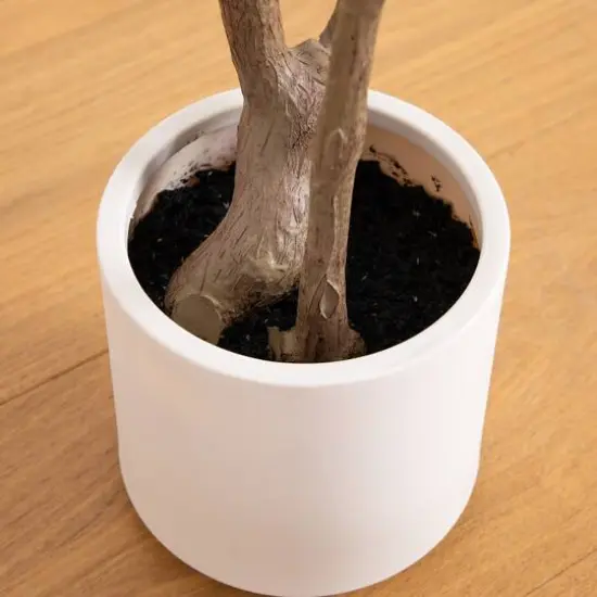 Artificial Minimalist Olive Tree in White Decorative Planter {9}