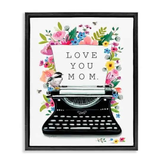 Stupell Industries Love You Mom Typewriter Floater Framed Art Black {1}