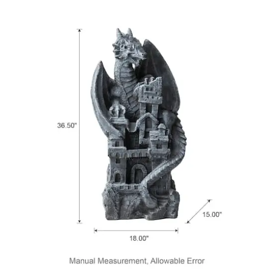 Glitzhome&reg; 36.5" 4-Tier Gothic Dragon Sculptural Outdoor Fountain with LED Light {9}