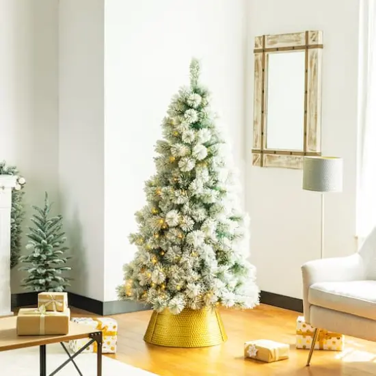 Glitzhome&reg; 22" Hammered Metal Tree Collar Gold {7}