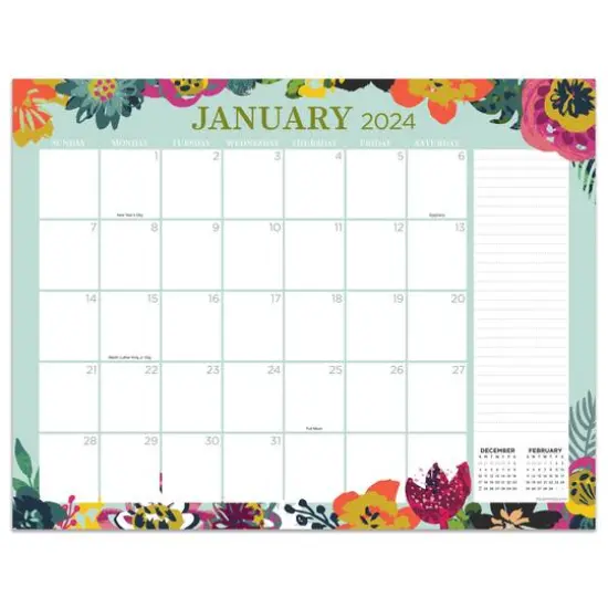 TF Publishing 2024 Floral Medium Desk Pad Monthly Blotter Calendar {1}