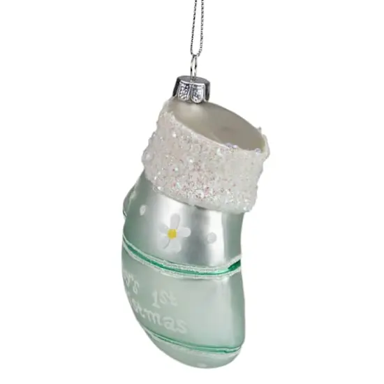Mint Green Baby's 1st Christmas Mitten Glass Ornament {6}