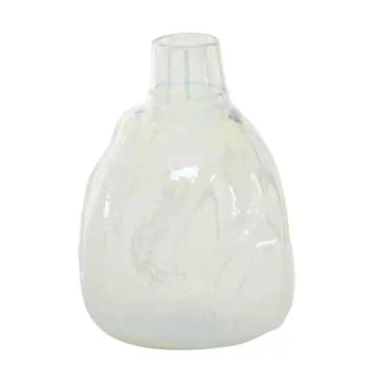 14" White Contemporary Glass Vase {3}