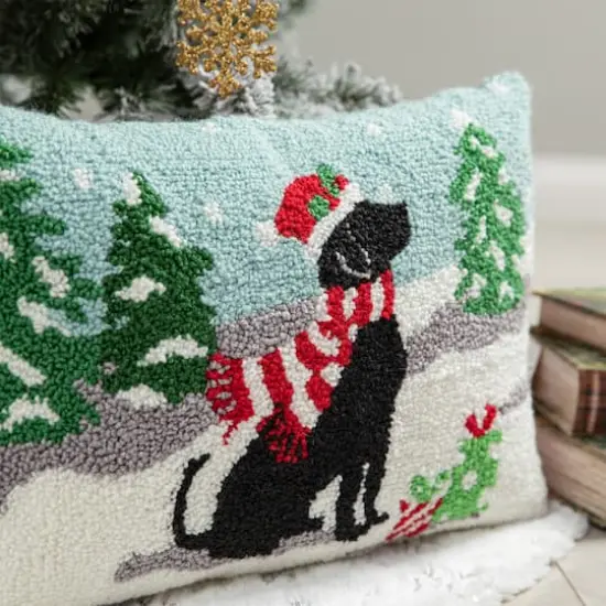 Glitzhome&reg; Hooked Christmas Dog Pillow {5}