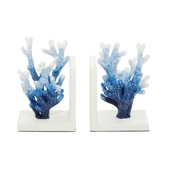 7" Coral Metal Bookend Set Blue {7}
