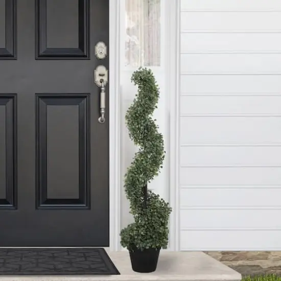 3ft. Unlit Artificial Two-Tone Boxwood Spiral Topiary Tree with Round Pot {3}