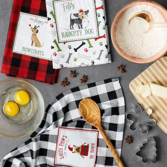 DII&reg; Christmas Puppy Embellished Dishtowel Set {3}