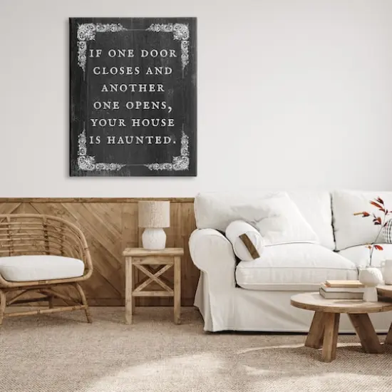 Stupell Industries Funny Haunted House Phrase Canvas Wall Art {3}