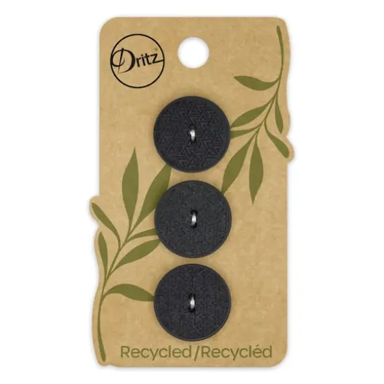 Dritz&reg; 20mm Recycled Hemp Geometric Round Button, 9ct. Black {1}