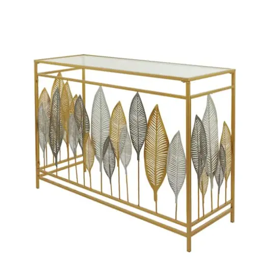 Gold Metal Contemporary Console Table, 30" x 44" x 16" {1}