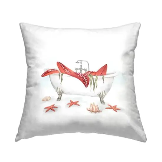 Stupell Industries Large Red Starfish Nautical Seal Life Tub Throw Pillow, 18" x 18" {1}