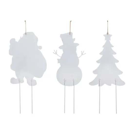 Glitzhome&reg; 2ft. Metal Santa, Snowman & Tree Yard Stake Set {9}