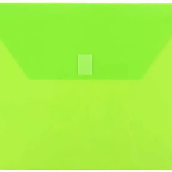 JAM Paper Booklet Plastic Envelopes with Hook & Loop Closure, 24ct. Lime Green {4}
