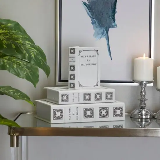 Off White Faux Leather Faux Book Box Set {8}