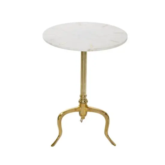 25" White Contemporary Marble Accent Table {3}