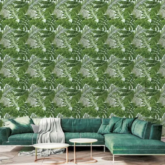 Simplify Green Palm Leaves Adhesive Wallpaper {3}
