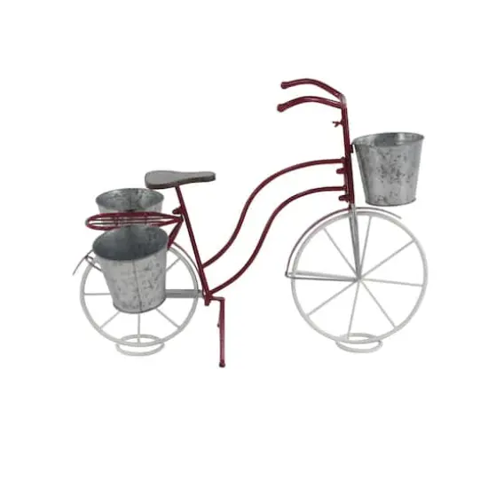 31" Red Tin Vintage Bicycle Planter {1}