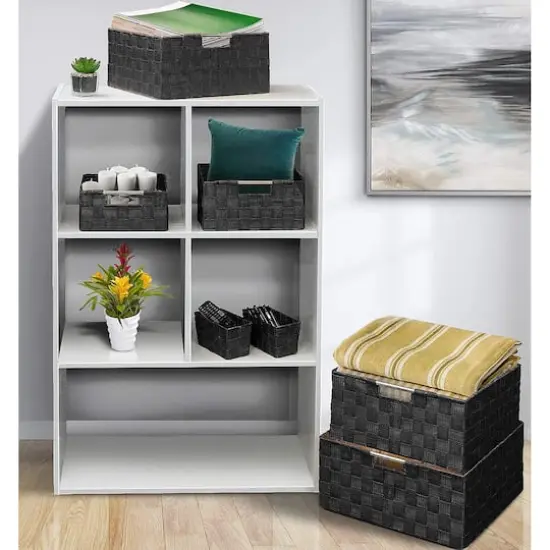 Sorbus 7-Piece Stackable Tote Basket Set with Handles Black {3}