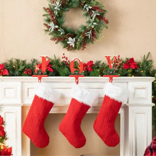 Glitzhome&reg; Christmas Metal JOY Stocking Holder Set {3}