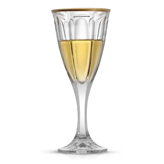 JoyJolt&reg; 6oz. Gold Rimmed Windsor Crystal White Wine Glasses, 2ct. {4}