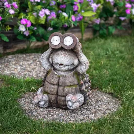 11.5" Turtle with Binoculars Outdoor Solar Lighted Garden Statue {3}