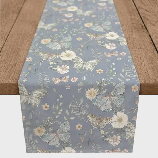 Butterflies Cotton Twill Runner Blue {1}