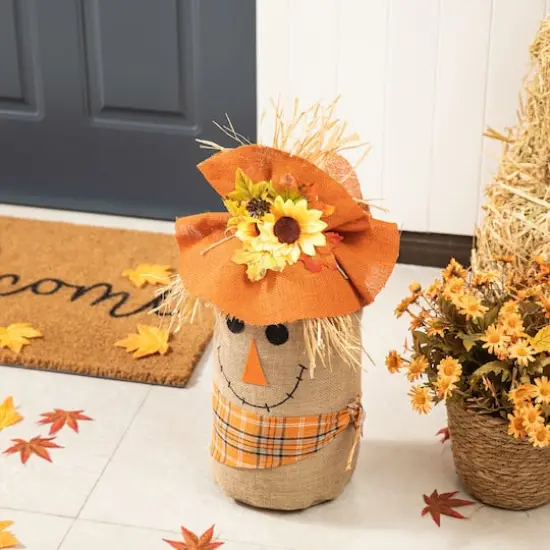 Glitzhome&reg; 23" Fall Linen Scarecrow Doorstop Porch D&eacute;cor {4}