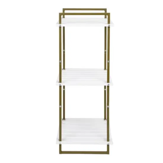 Honey Can Do Olive & White 3-Tier Tubular Metal Shelf {7}