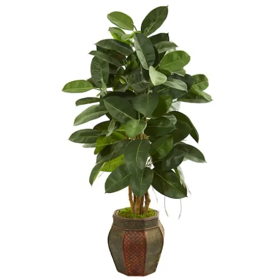 4.5ft. Rubber Leaf Tree in Decorative Planter {1}