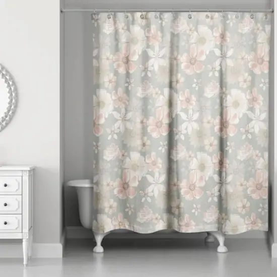 Watercolor Florals Shower Curtain Green {3}