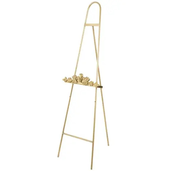 63" Gold Metal Arched Foldable 2-Tier Display Easel with Vine Emblem {1}