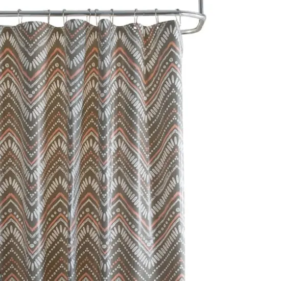 Bath Bliss Gray Dotted Chevron Design PEVA Shower Curtain {1}