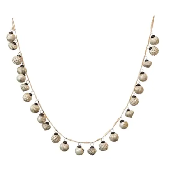 Hello Honey&reg; 6ft. Cream Embossed Mercury Glass Ball Ornament Garland {1}