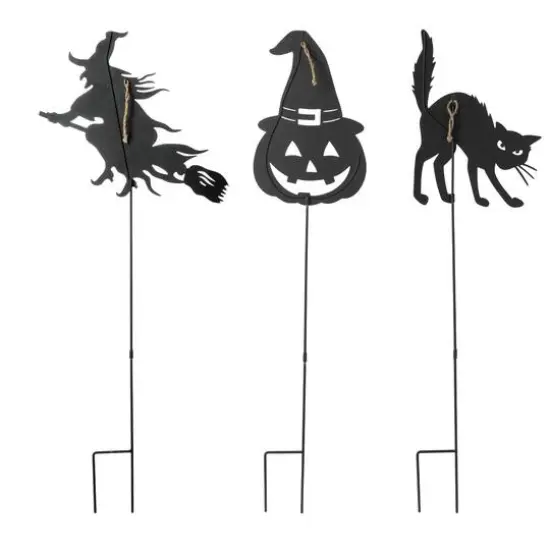 Glitzhome&reg; 36" Halloween Metal Silhouette Yard Stake Or Hanging D&eacute;cor Set {8}