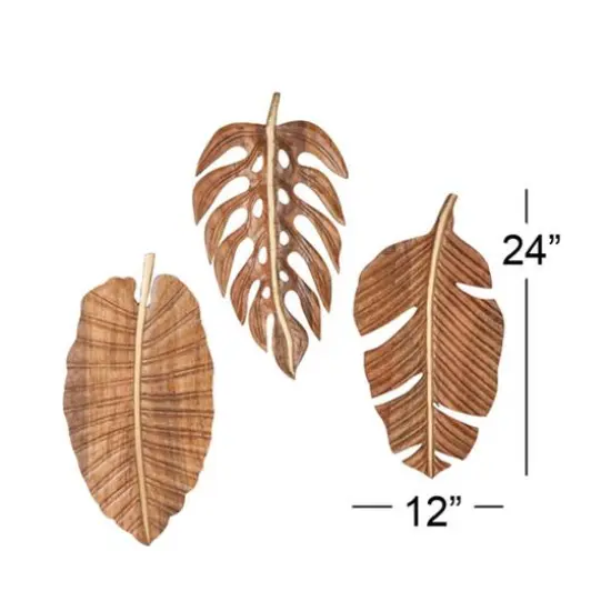Brown Mango Wood Coastal Leaf Wall D&eacute;cor Set {8}