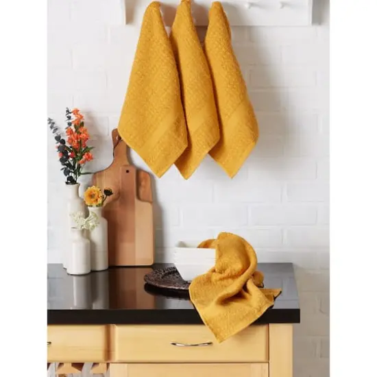DII&reg; Solid Honey Gold Waffle Terry Dish Towels, 4ct. {7}