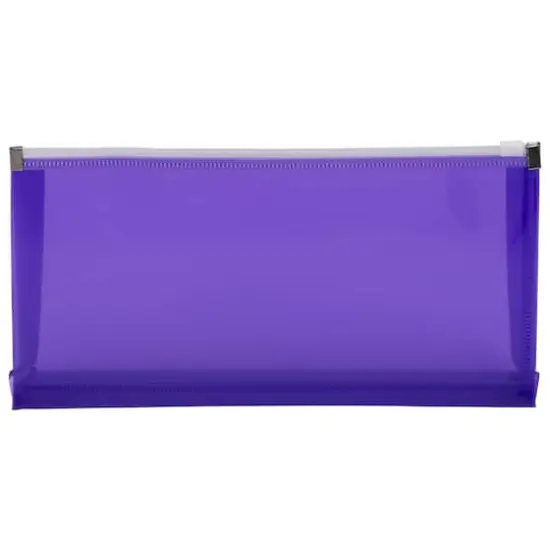 JAM Paper 5'' x 10'' Clear Plastic Pencil Pouch with Zip Closure, 12ct. Violet Purple {1}