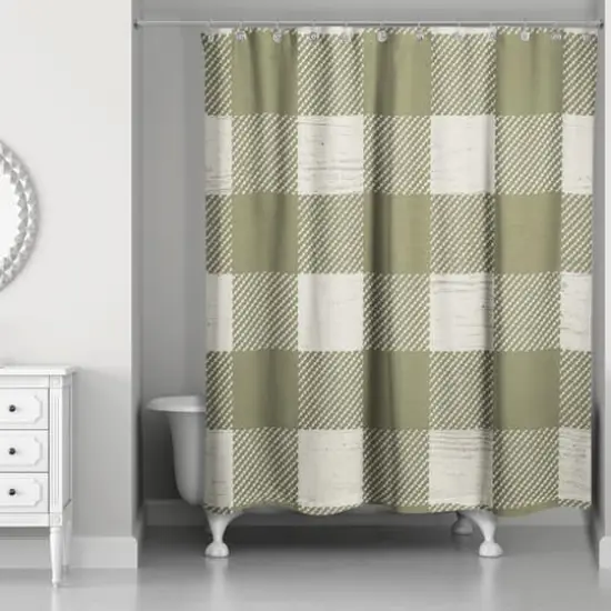 Green Buffalo Check Shower Curtain {3}